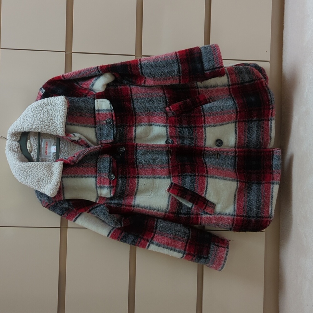 Plaid Sherpa lined shirt jacket